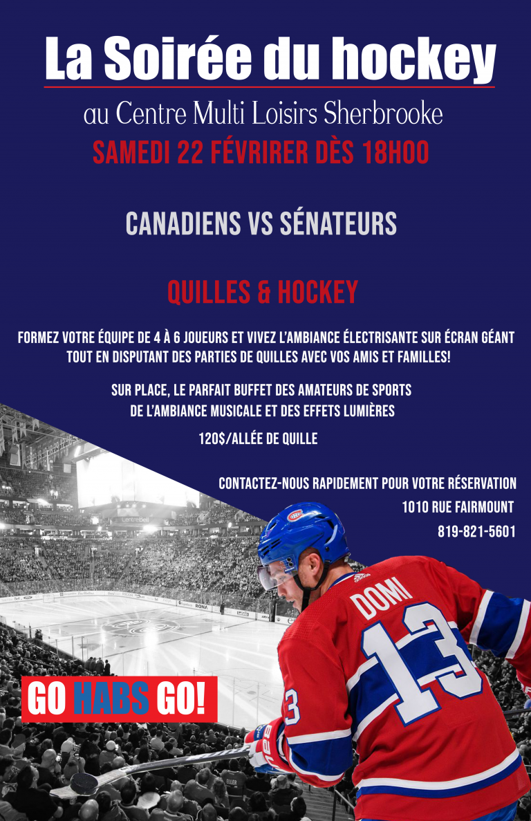 Affiche- Soirée hockey 2019 - Centre Multi Loisirs Sherbrooke