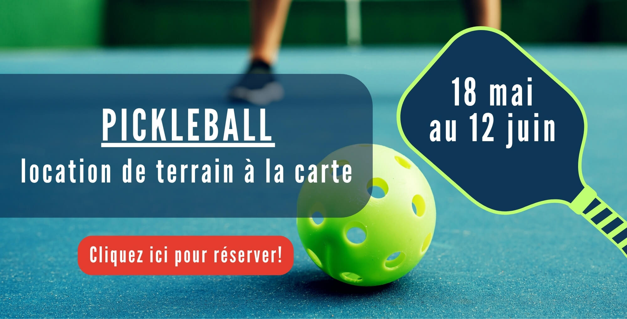 Pickleball - location de terrain - Centre Multi Loisirs Sherbrooke